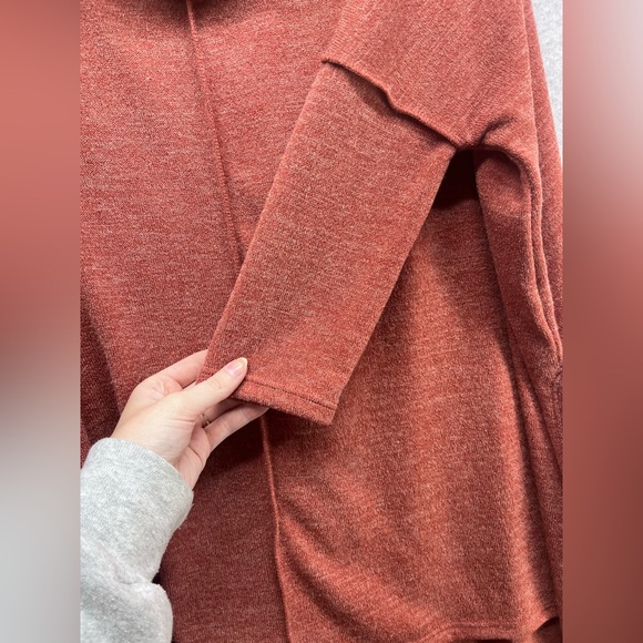 Easel Women's Cowl Neck Sweater in Deep Rust - Picture 3 of 9